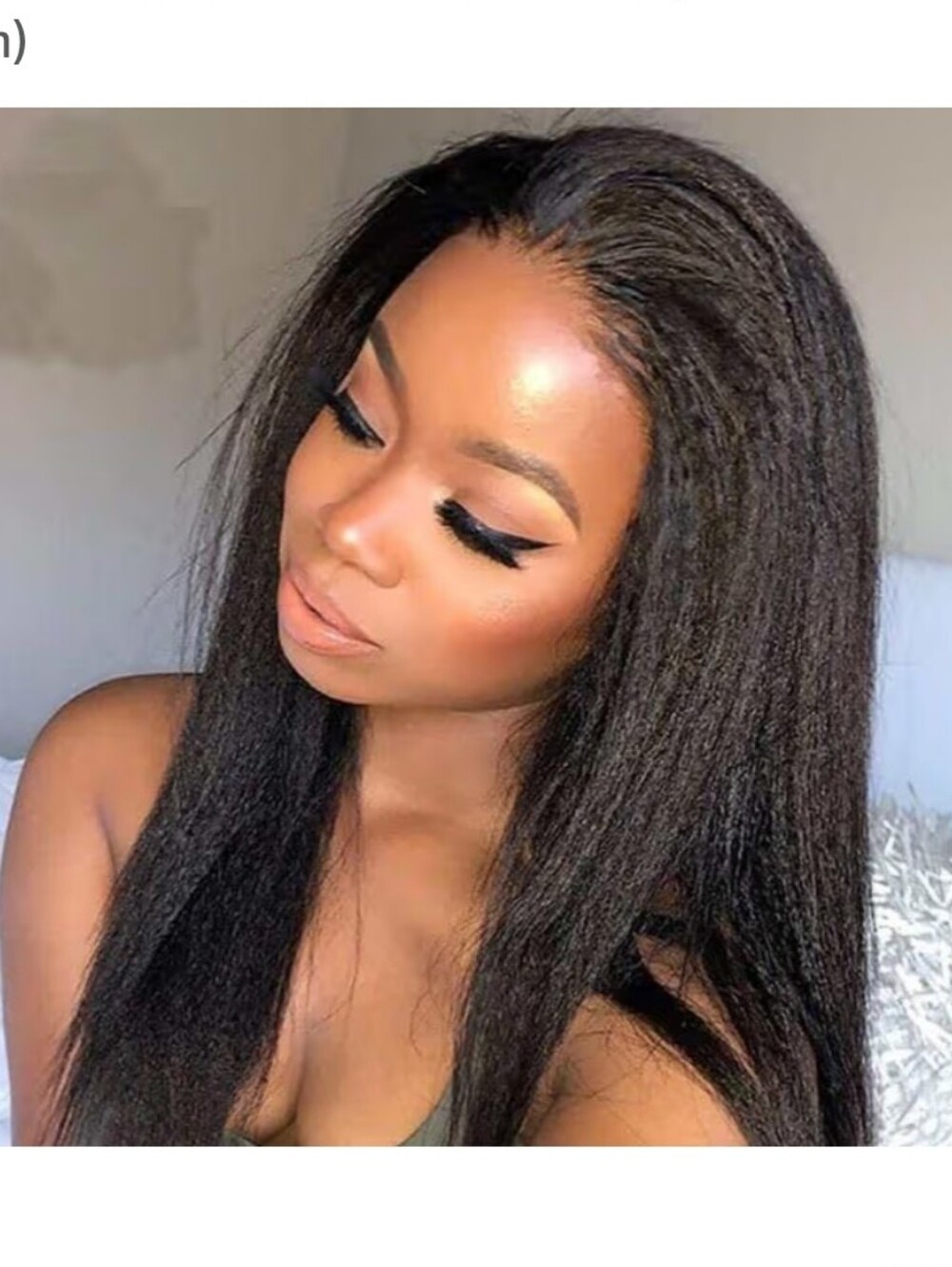 Kinky Straight Half Wig for Women 22"